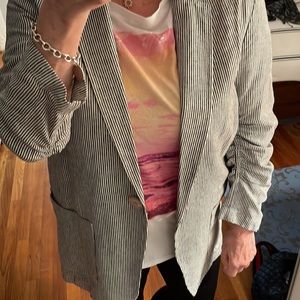 NWT MaxStudio Linen Blend Ruched Sleeve Blazer S